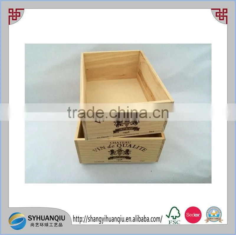Wooden Double Bottle Wine crate, Case, Box ,with silk printing logo CN