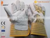 Stripe Cotton Back Cow Split Leather Safety Glove
