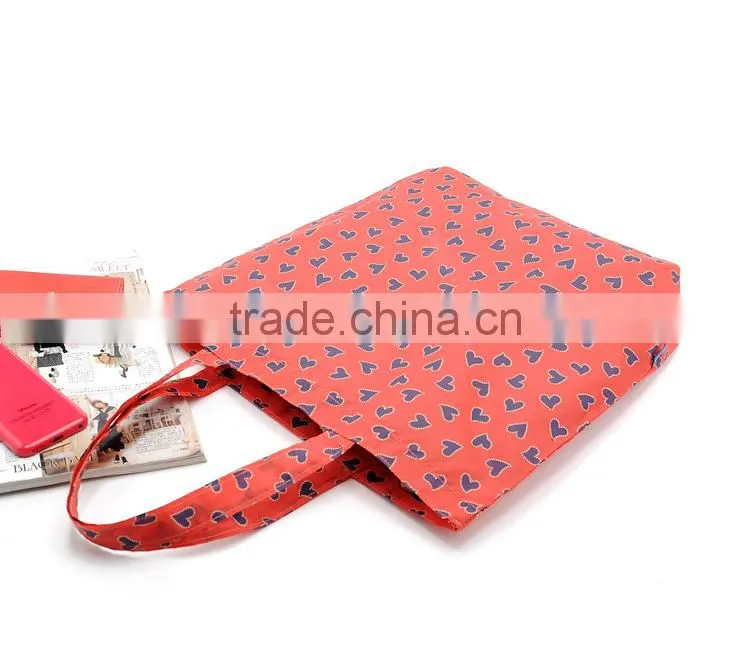 Dot Watermelon Color Full Printing 190D Polyester Foldable Shopping Tote Bag,Folding Into A Purse