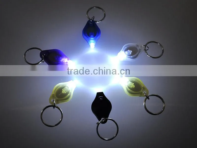 7 Color Plastic 20000mcd Cheap Custom Fashion Key Chain Mini Led Flashlight Keychain