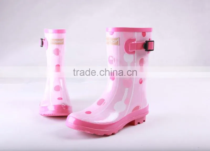 best sell pink rubber rain boots