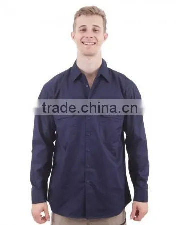 100% Cotton Preshrunk Drill Short Sleeve Navy mens work shirts