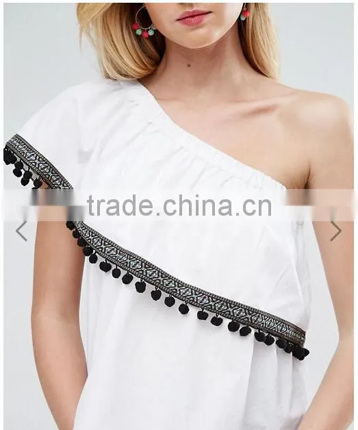 Women Tops&Blouses Factory Summer white One Shoulder Top