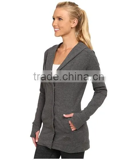OEM service is provide women 2/3 botton coat fleece fabric with two side pocket made in China