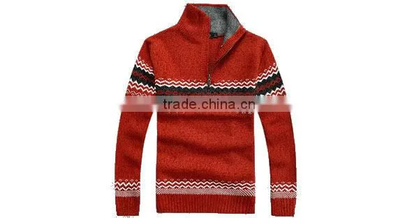 Autumn and Winter Wool Knitting Pattern 1/4 Zipper Fashion Men Pullover