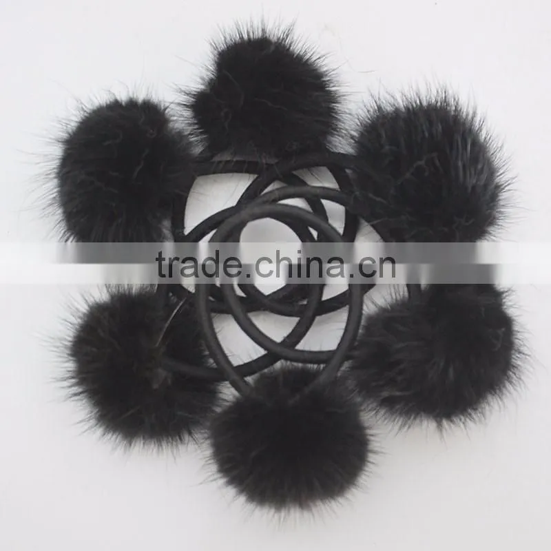Myfur Luxury Customized Genuine Mink Fur Pompom Hair Band Accessory Wholesale