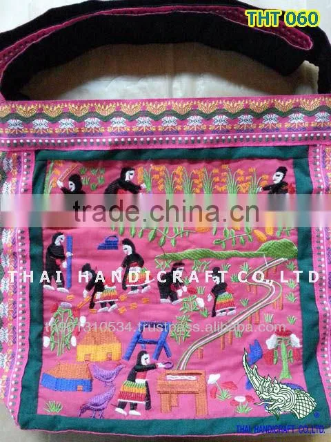 Thai Embroidered HMONG Hill Tribe Tote Hand Bag