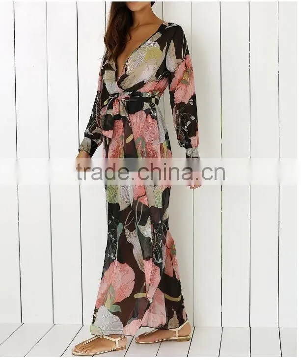 Fashionable Latest Designs Chiffon Maxi Dresses Fabric Wholsale With Digital Print