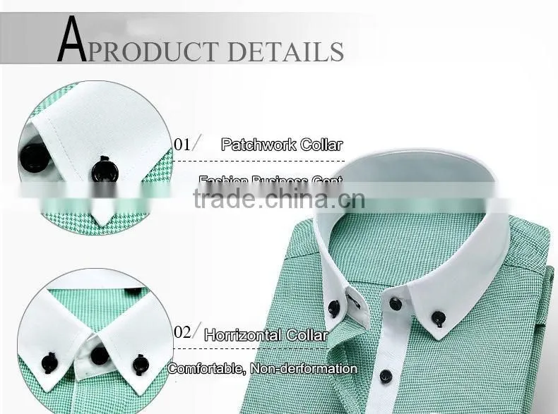 Fancy white color collar & cuff button down collar shirt for men