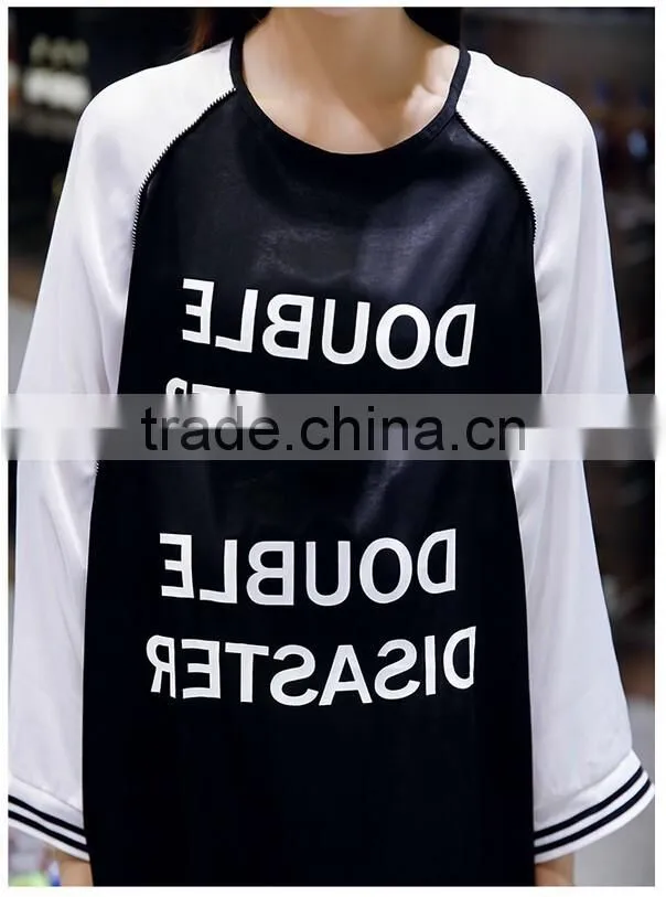 Women New Design Long Sleeve Plus Size T Shirt Dress Top Baseball Jersey Dress For Ladies