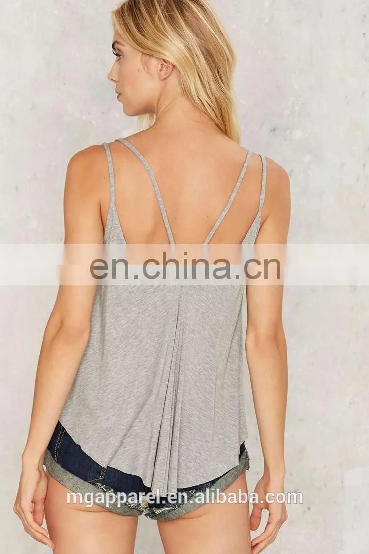 2017 Latest fashion top design straps details tank top women