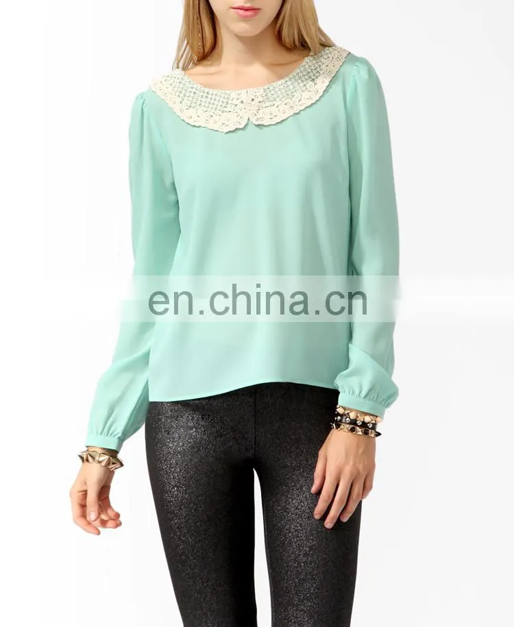 CHEFON Elegant fashionable lace collar new fashion design only ladies blouse design image