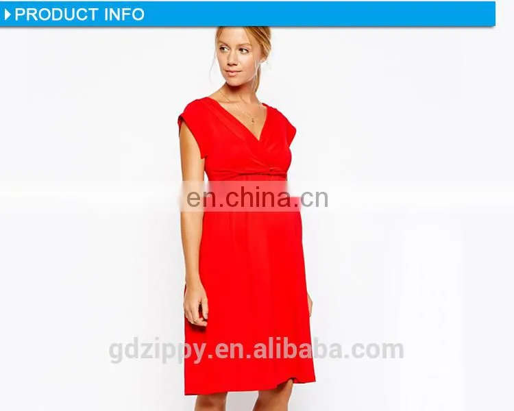 V neck woman day life red materlity clothes