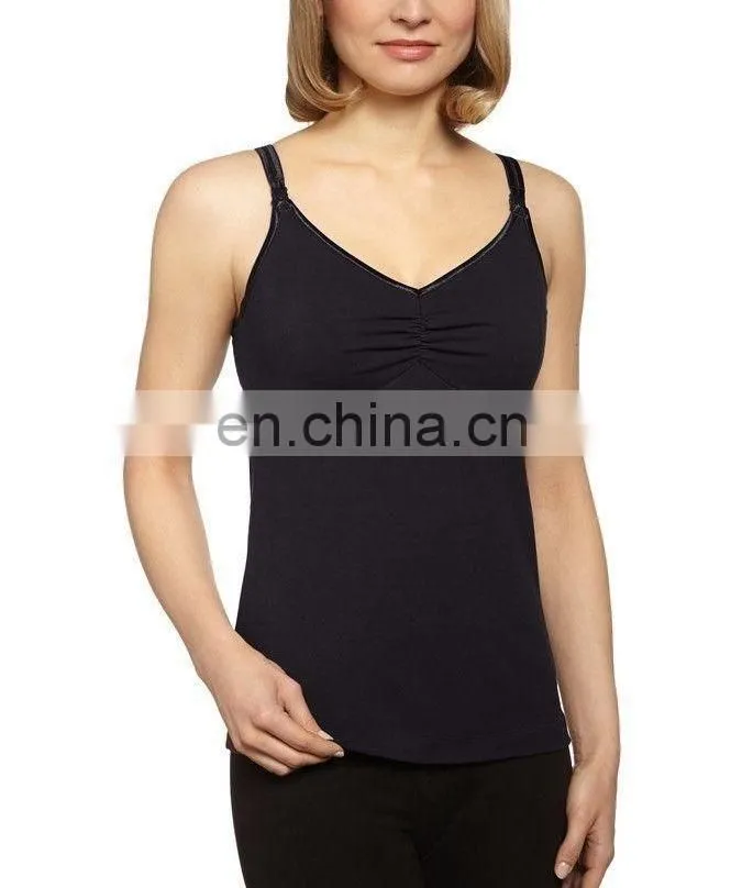 Black Nursing Bra Tank Comfy Breastfeeding Pregnancy Vest