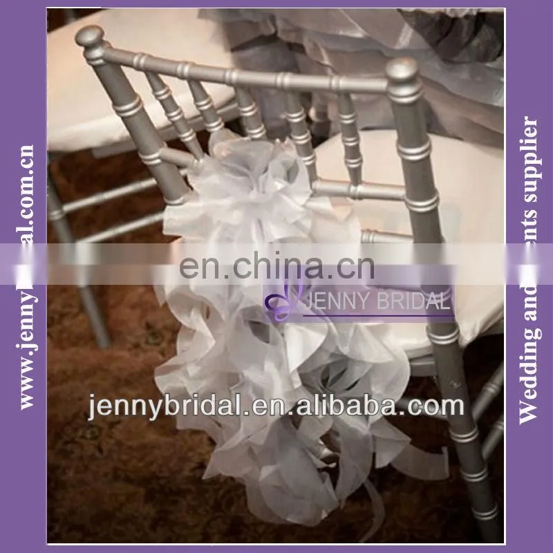 C308A Spandex Chair Sash With Buckle Fancy Ruffled Wedding Chair Sashes