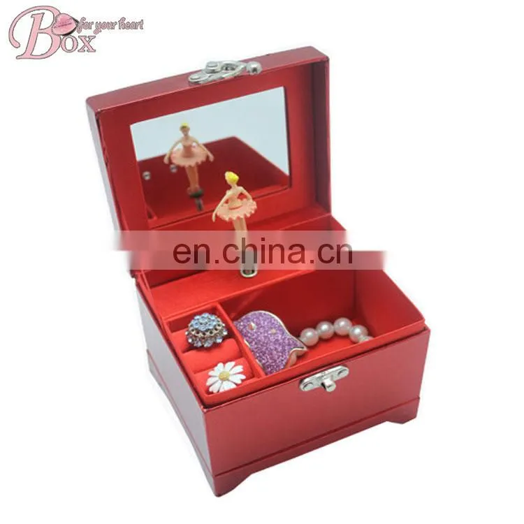 Arabic Fabric Red Bead Piece Jewelry Music Box with Lock
