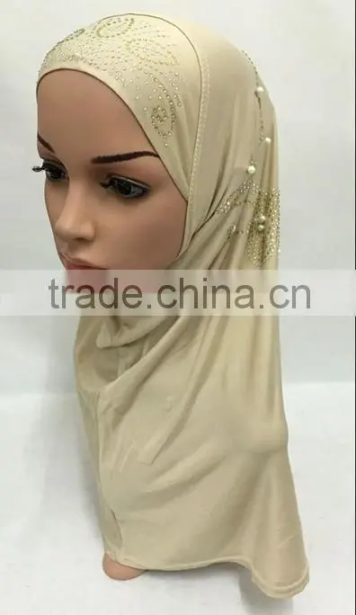 2016 Fashion modern flower hijab pearl