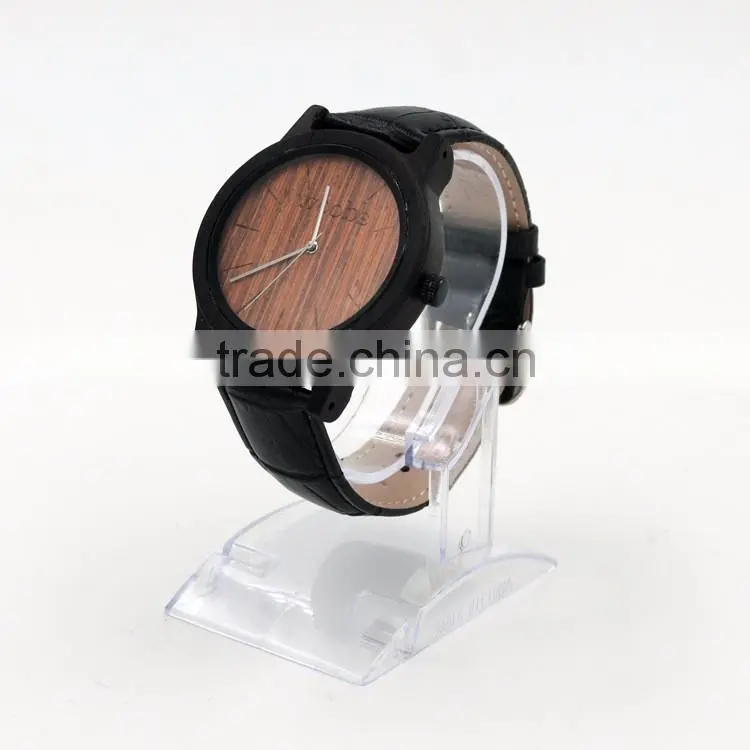Wholesale Fashion Wood Watch Men Custom Logo Wrist Watch With Genuine Leather Band