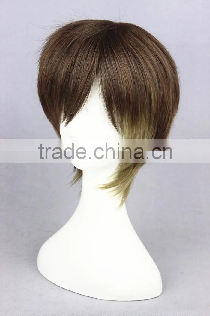 cheap short 35CM brown color mixed synthetic lolita cosplay wig