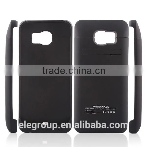 New Arrival 4200mah Full Capacity Power Case With Leather Cover For Samsung S6 External Battery Case