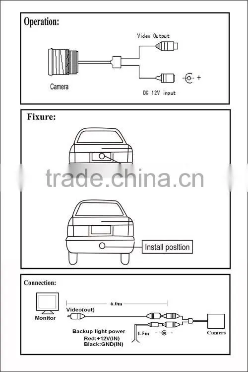 High quality rear view camera with 7"lcd monitor