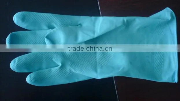 Lined latex household gloves