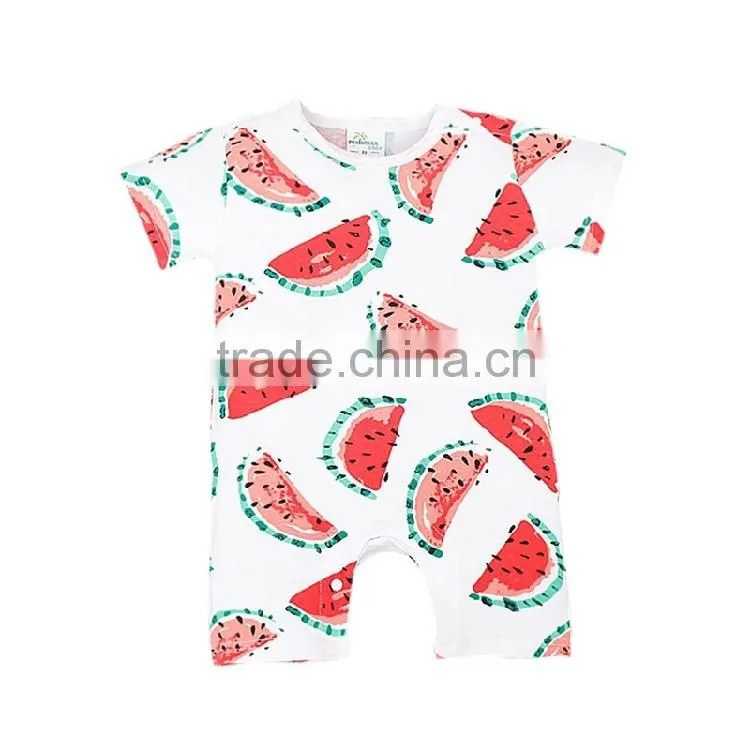 Summer New Style Boutique Design Pure Cotton Wearing Cute Watermelon Toddler Rompers