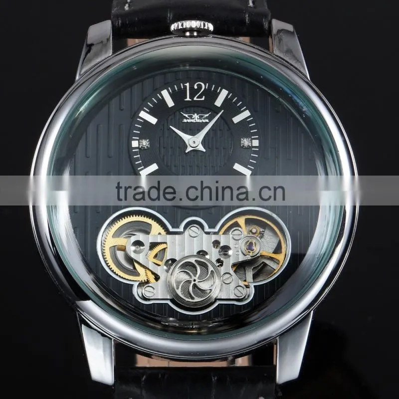 Men Watch Leather Fashion Brand Watches Feather Skeleton Dress Watches ZB005