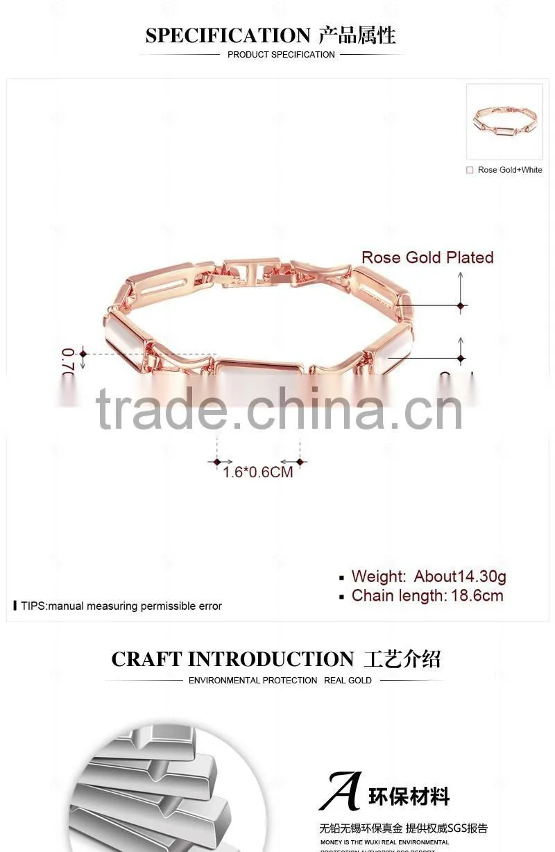 Hot european custom handmade 18K gold plated charm bracelet