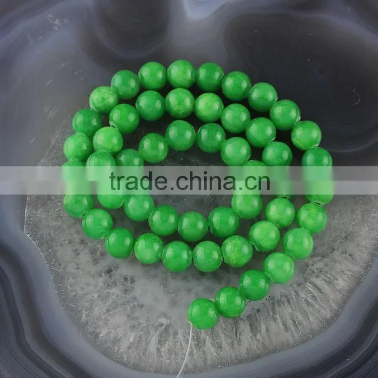 YJ1122-9 Dark green dyed jade stone beads strand