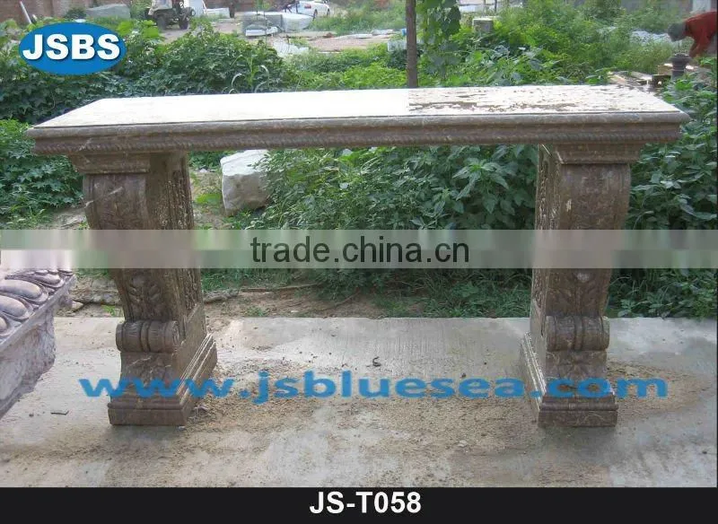 Carved white marble long bench