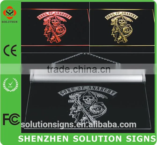 2015 fashionable hanging led acrylic sign board