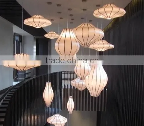 Chinese antique style hotel fabric drop lightings