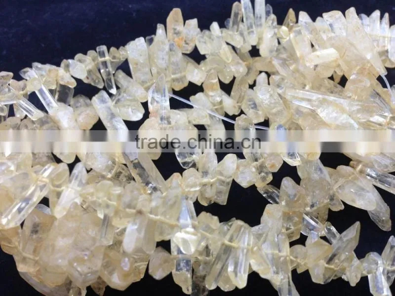 High quality natural citrine color quartz crystal point pendant beads AB quartz