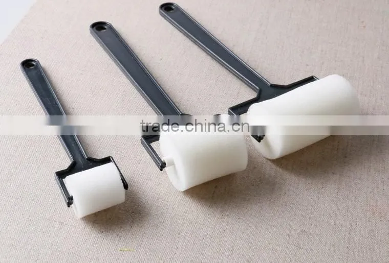 3 pcs/set Children Diy Black Plastic Handle White Sponge Paint Roller