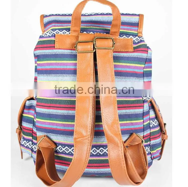 custom high quality backpack girls fashion aztec canvas backpack
