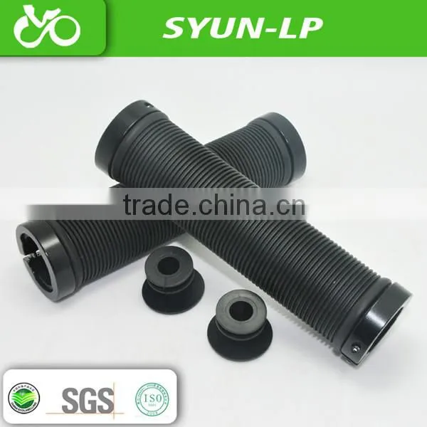 black bicycle handle bar grips with steel screw