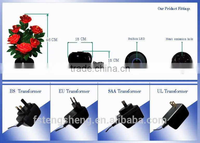 Wedding decoration silk flower arrangements in vases led fiber optic flower lamp