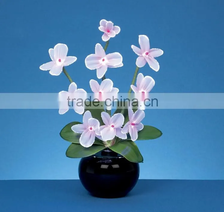 Hotest New Design wholesale artificial LED flowers light/fiber optic Orchid flowers lamp with pot