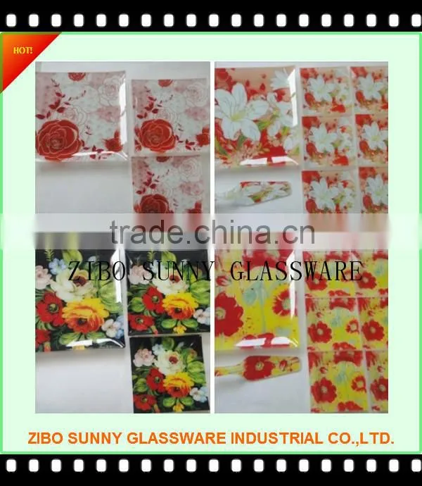 3pcs fashion printed tempered glass plate fruit plate