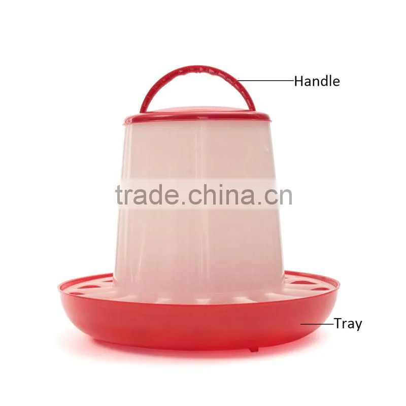 Hot Sale Plastic 16x9.5x18.5cm 1.5kg White+Red Plastic Feeder Baby Chicken Chicks Hen Poultry Feeder Lid Handle