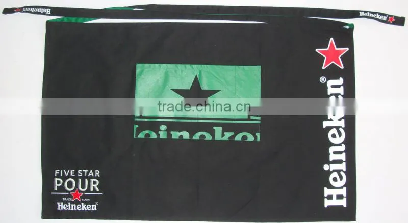 cheap BBQ apron &cotton apron for kitchen and promotion navy waist apron with printing -90