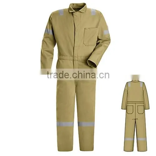 Safety orange coverall with reflective tape