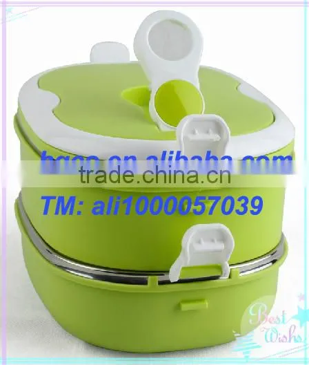 square insulation stackable stainless steel and plastic lunch box