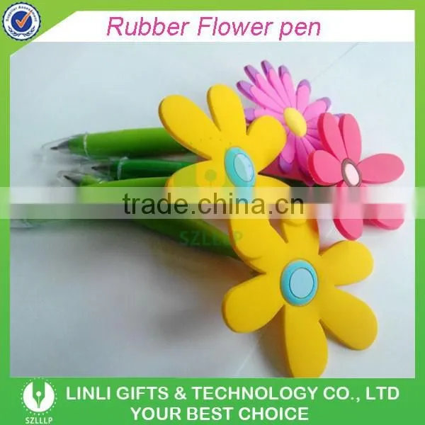 Customized Printed Promotional Silicone Flower Ball Pen, Flower Pen, Flower Ballpoint