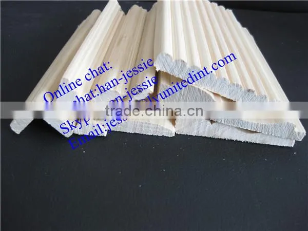 unpainted wood baseboard