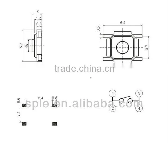 Mini SMT tact switch 4*4mm