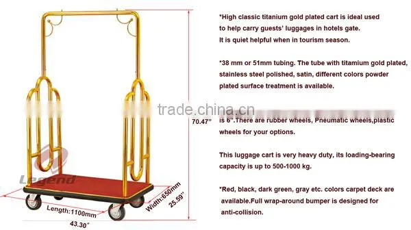 Hotel used birdcage trolley luggage carts with wheels