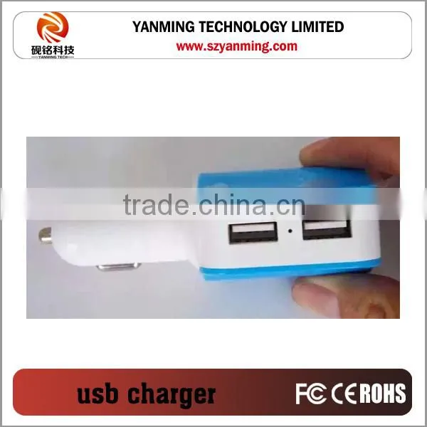 Colorful Micro Auto Universal Dual 2 Port USB Car Charger For iPhone iPad iPod 3.1A Mini Car Charger Adapter / Cigar Socket