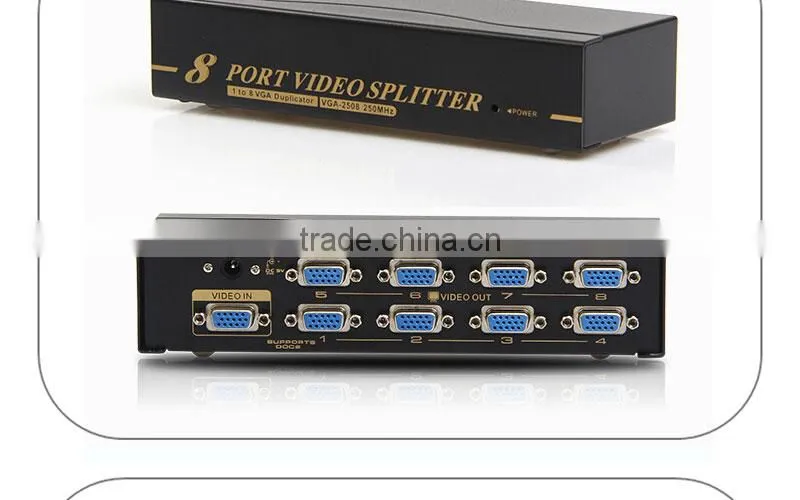 8 Port VGA Video Splitter - 1 in to 8 Out - 1 Pc to 8 Monitors